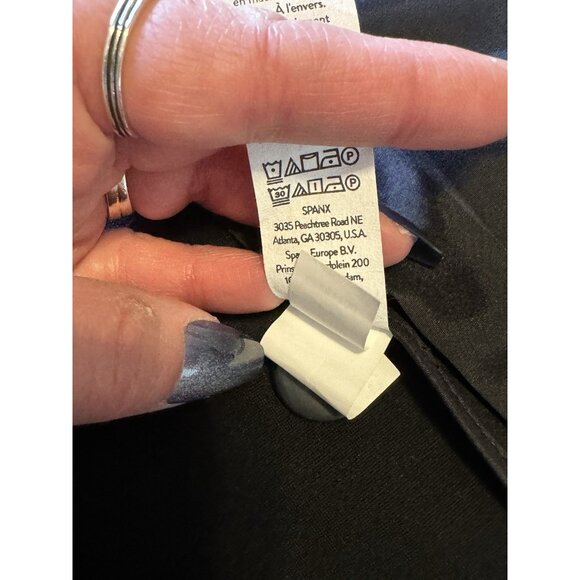 Spanx Perfect Collarless Blazer Black Ponte Knit Jacket Oversized Women’s Size M - Picture 9 of 16